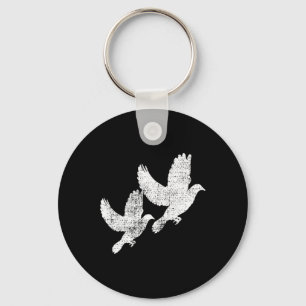 Dove Vintage Flying Two Pigeon Tee Bird Gift Key Ring