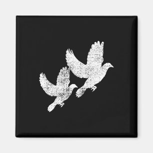 Dove Vintage Flying Two Pigeon Tee Bird Gift Magnet