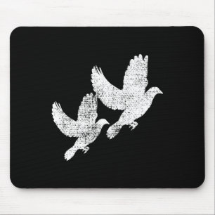 Dove Vintage Flying Two Pigeon Tee Bird Gift Mouse Mat