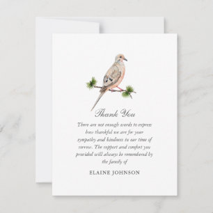 Dove Watercolor Bird Funeral Photo Thank you  Card