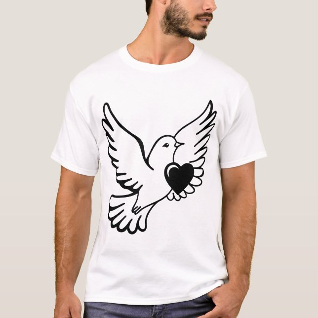 dove with a heart T-Shirt (Front)