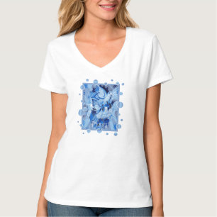 Dove With Celtic Peace Text In Blue Tones T-Shirt