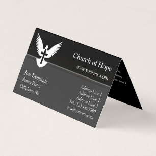 Dove with Cross Black Folded Business Car Card