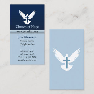 Dove with Cross Blue Vertical Church Card