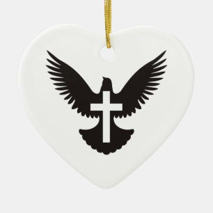 Dove with Cross Ceramic Ornament
