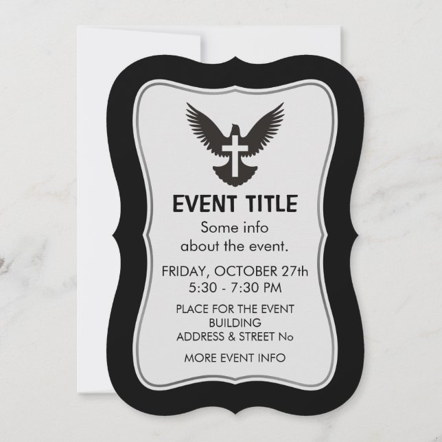 Dove with Cross Invitation (Back)