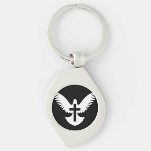 Dove with Cross Key Ring