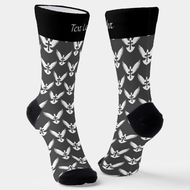 Dove with Cross Pattern Socks (Angled)