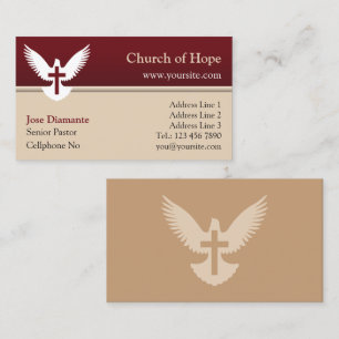 Dove with Cross Red and Beige Church Card