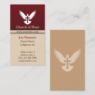 Dove with Cross Red and Beige Vertical Church Card