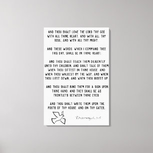 Dove with Deuteronomy 6:5-9 KJV Bible Verses Canvas Print