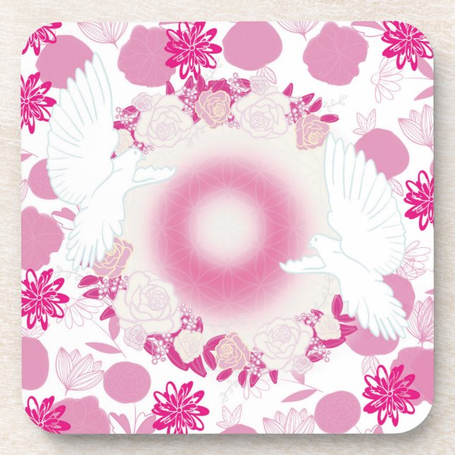 dove with flowers coaster (Front)