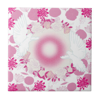 dove with flowers tile