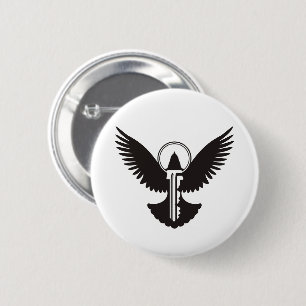 Dove with Key 6 Cm Round Badge