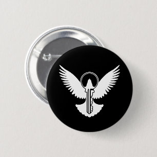 Dove with Key 6 Cm Round Badge