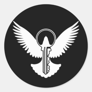 Dove with Key Classic Round Sticker