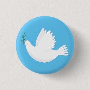 Dove with olive branch 3 cm round badge
