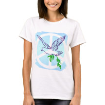 Dove with Olive Branch and Peace Sign