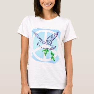 Dove with Olive Branch and Peace Sign T-Shirt
