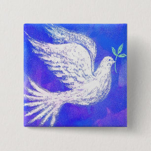 Dove with Olive Branch Button
