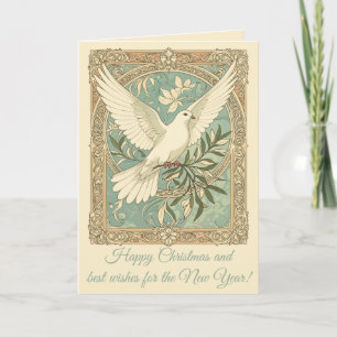 Dove With Olive Branch Christmas  Holiday Card