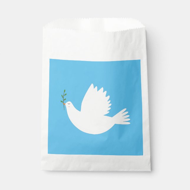 Dove with olive branch favour bags (Front)
