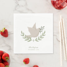 Dove with Twig Unisex Baptism Custom Paper Napkin