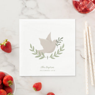Dove with Twig Unisex Baptism Custom Paper Napkin