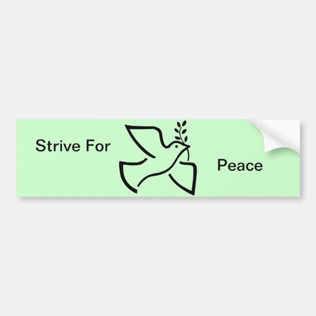 Dove World Peace Symbol Quote Bird Olive Branch Bumper Sticker (Front)