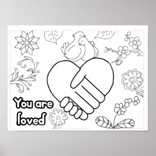 Dove you are loved wellness  adult colouring poster