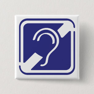 Doven, slechthorend, doofheid, gehoorverlies teken 15 cm square badge
