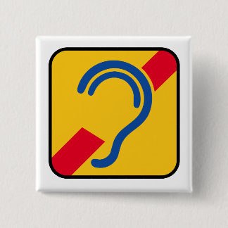 doven. Slechthorend, doofheid, Limited hearing. 15 Cm Square Badge