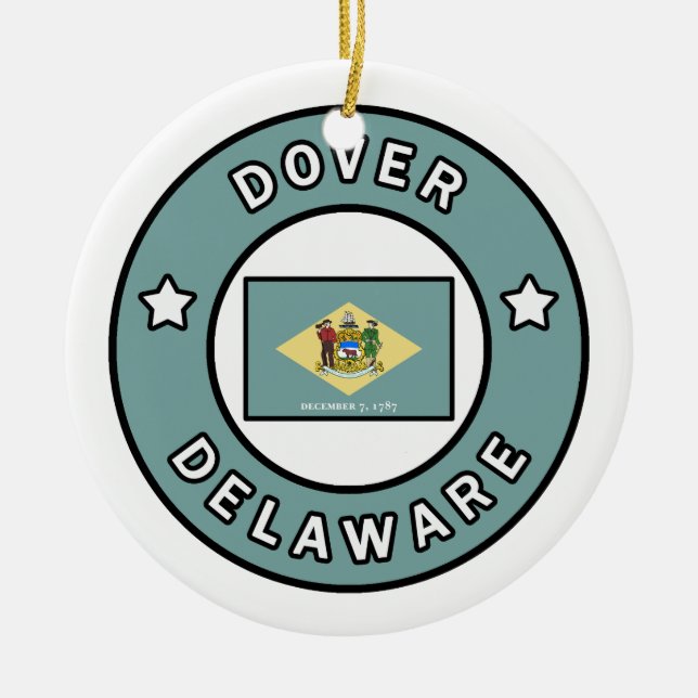 Dover Delaware Ceramic Tree Decoration (Front)