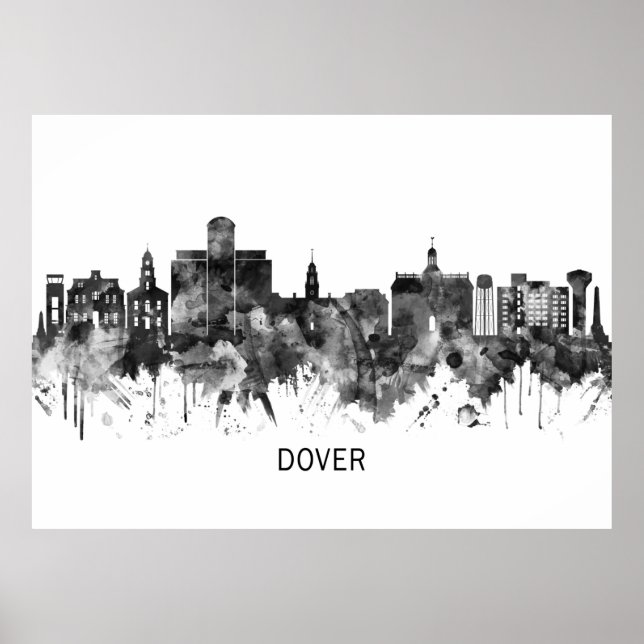 Dover Delaware Skyline BW Poster (Front)