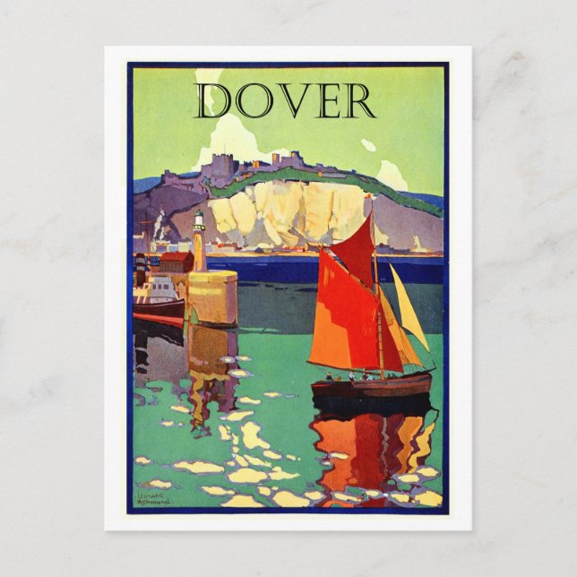 Dover, England, sailing ship, marine, vintage Postcard (Front)