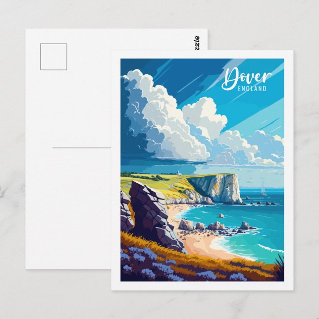 Dover England vintage travel place illustration Postcard (Front/Back)
