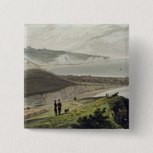 Dover, from Shakespeare's Cliff, from 'A Voyage Ar 15 Cm Square Badge