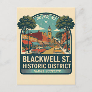 Dover NJ Blackwell St Historic District Retro Postcard