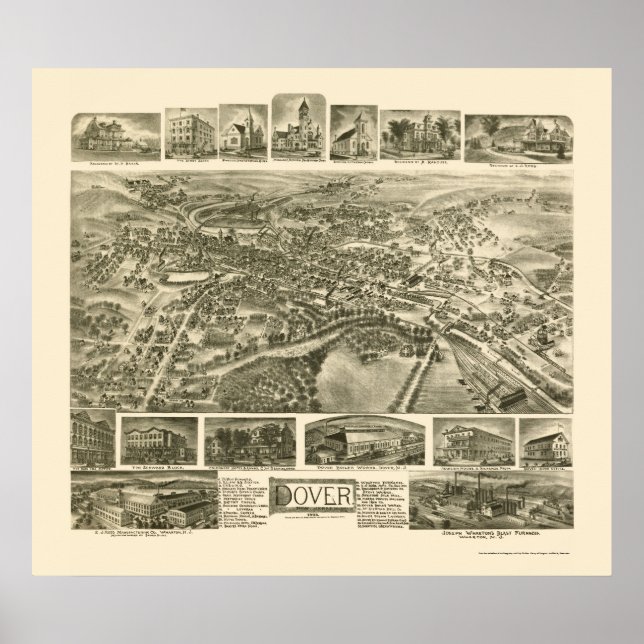 Dover, NJ Panoramic Map - 1903 Poster (Front)