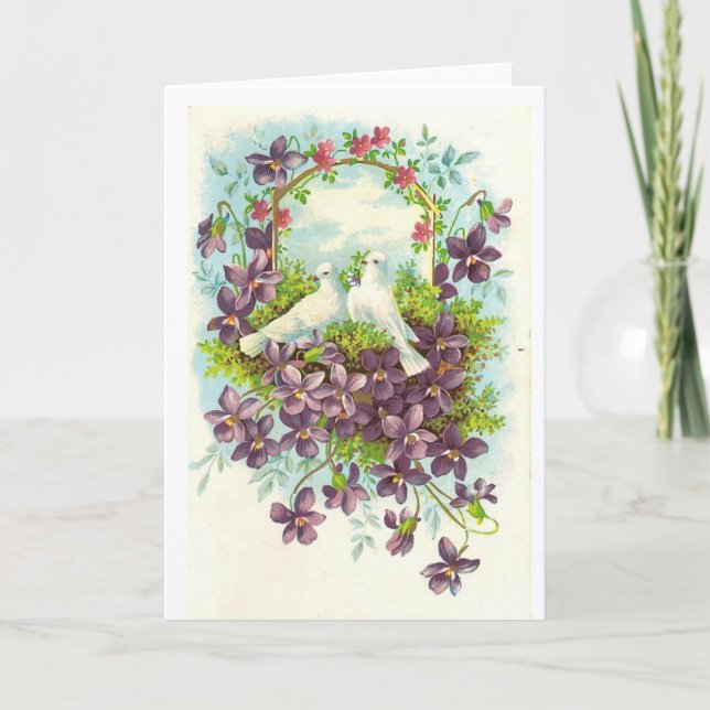 Doves and flowers card (Front)