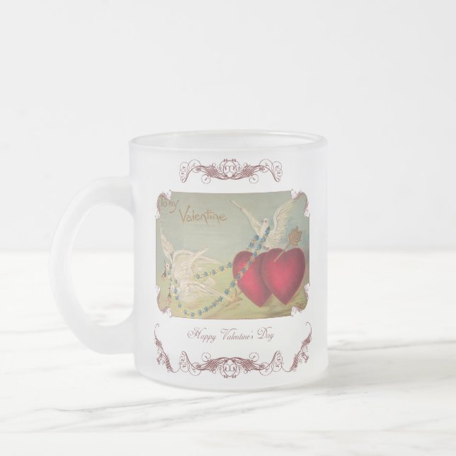 Doves And Hearts Valentine Frosted Mug (Left)