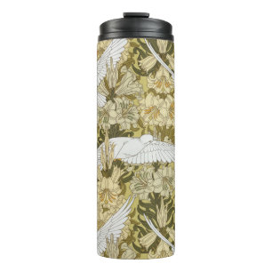 Doves and Lilies,Floral & Birds Art Nouveau Thermal Tumbler