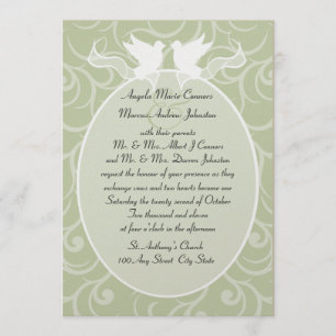 Doves and Ribbon/ Wedding Invitation