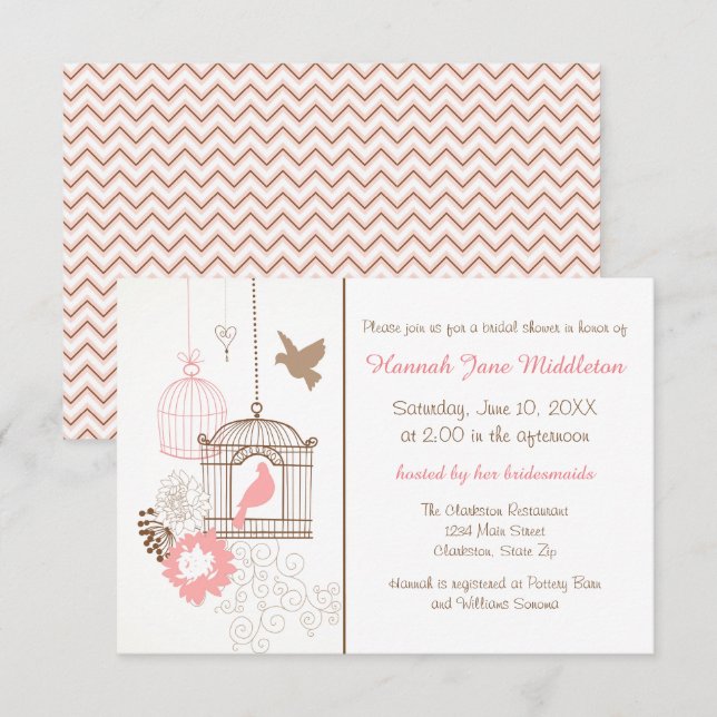 Doves & Cages - 3x5 Bridal Shower Invitation (Front/Back)