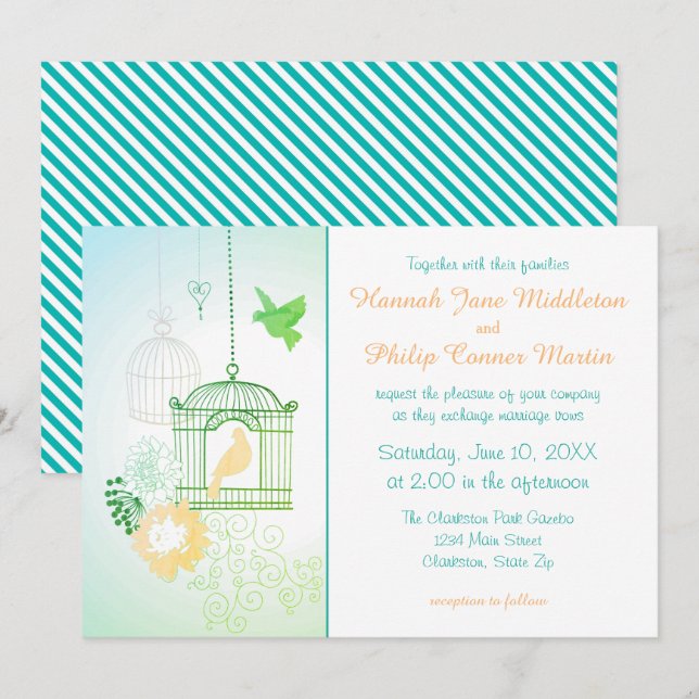 Doves & Cages - Wedding Invitation (Front/Back)