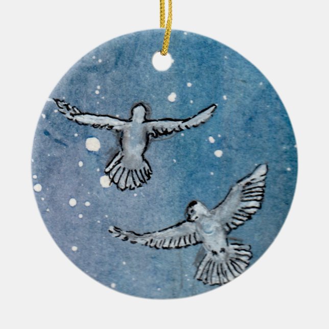 Doves Ceramic Ornament (Front)