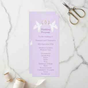 Doves Design Lilac Coloured Wedding Programme