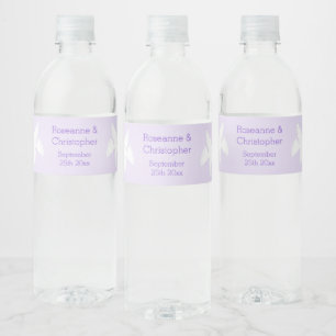 Doves Design Lilac Coloured Wedding Water Bottle Label