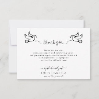 Doves Funeral Thank Card