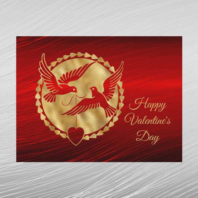 Doves Gold Red Heart Valentine Holiday Postcard (Creator Uploaded)